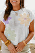 Relaxed Fit Floral Knit Short Sleeve Sweater