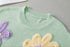 Relaxed Fit Floral Knit Short Sleeve Sweater