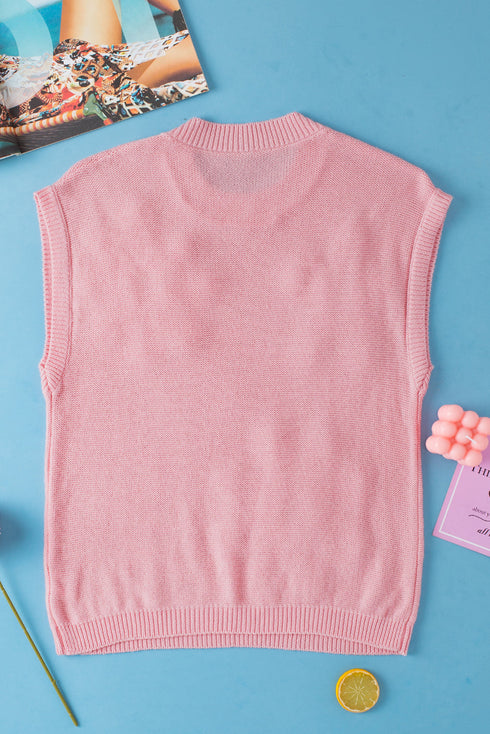 Relaxed Fit Floral Knit Short Sleeve Sweater