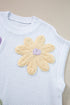 Relaxed Fit Floral Knit Short Sleeve Sweater