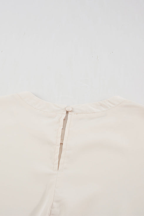 Relaxed Fit Floral Lace Short Sleeve V Neck Top