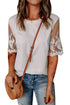 Relaxed Fit Floral Lace Short Sleeve V Neck Top