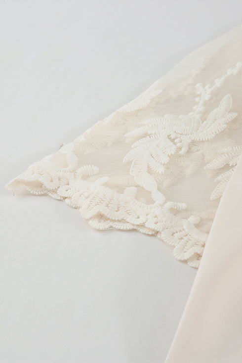 Relaxed Fit Floral Lace Short Sleeve V Neck Top