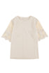 Relaxed Fit Floral Lace Short Sleeve V Neck Top