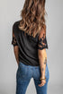 Relaxed Fit Floral Lace Short Sleeve V Neck Top