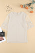Relaxed Fit Floral Lace Short Sleeve V Neck Top