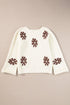 Relaxed Fit Floral Motif Rolled Hem Sweater