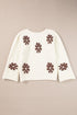Relaxed Fit Floral Motif Rolled Hem Sweater