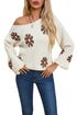 Relaxed Fit Floral Motif Rolled Hem Sweater