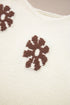 Relaxed Fit Floral Motif Rolled Hem Sweater