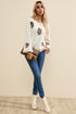 Relaxed Fit Floral Motif Rolled Hem Sweater