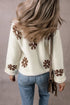 Relaxed Fit Floral Motif Rolled Hem Sweater