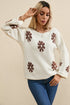 Relaxed Fit Floral Motif Rolled Hem Sweater