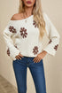 Relaxed Fit Floral Motif Rolled Hem Sweater