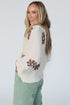 Relaxed Fit Floral Motif Rolled Hem Sweater