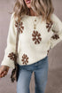 Relaxed Fit Floral Motif Rolled Hem Sweater