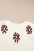 Relaxed Fit Floral Motif Rolled Hem Sweater