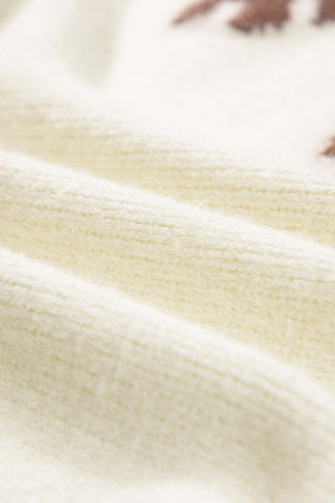 Relaxed Fit Floral Motif Rolled Hem Sweater