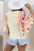 Relaxed Fit Floral Patchwork Half Batwing Sleeve Blouse