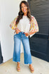 Relaxed Fit Floral Patchwork Half Batwing Sleeve Blouse