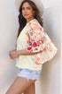 Relaxed Fit Floral Patchwork Half Batwing Sleeve Blouse