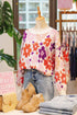 Relaxed Fit Floral Pattern Drop Shoulder Knit Sweater