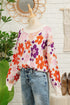 Relaxed Fit Floral Pattern Drop Shoulder Knit Sweater