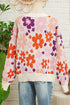 Relaxed Fit Floral Pattern Drop Shoulder Knit Sweater