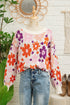Relaxed Fit Floral Pattern Drop Shoulder Knit Sweater