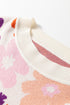 Relaxed Fit Floral Pattern Drop Shoulder Knit Sweater