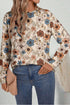Relaxed Fit Floral Pattern Long Sleeve Crew Neck Top