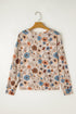 Relaxed Fit Floral Pattern Long Sleeve Crew Neck Top