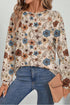 Relaxed Fit Floral Pattern Long Sleeve Crew Neck Top