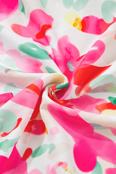 Relaxed Fit Floral Print Flutter Sleeve Woven Blouse