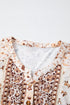 Relaxed Fit Floral Print Half Placket Short Sleeve Blouse