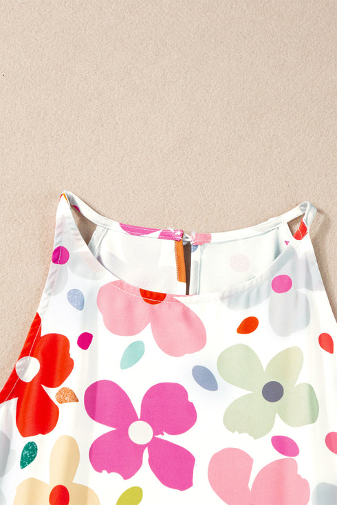 Relaxed Fit Floral Print Halter Tank Top