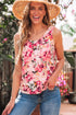 Relaxed Fit Floral Print Sleeveless Scoop Neck Top