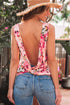 Relaxed Fit Floral Print Sleeveless Scoop Neck Top