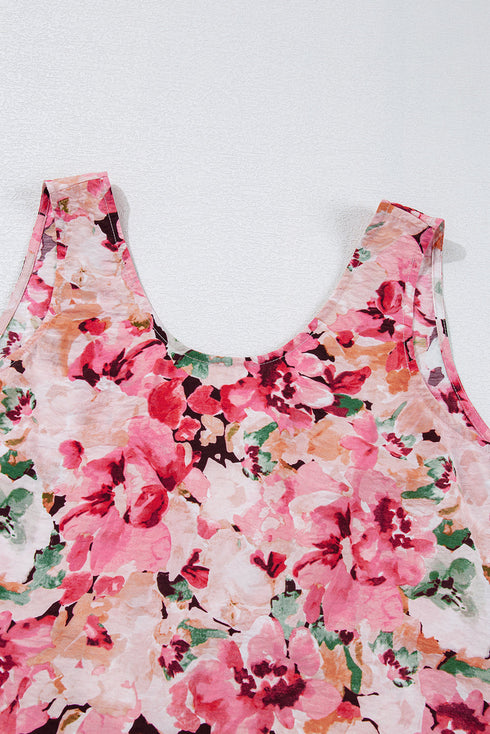 Relaxed Fit Floral Print Sleeveless Scoop Neck Top