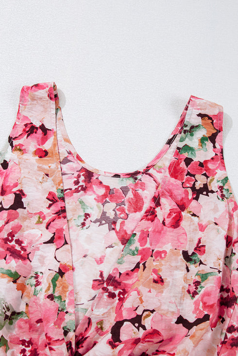 Relaxed Fit Floral Print Sleeveless Scoop Neck Top