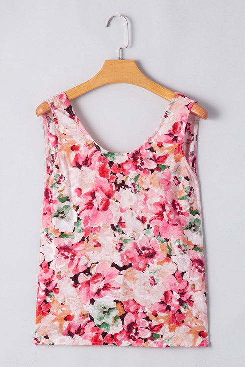 Relaxed Fit Floral Print Sleeveless Scoop Neck Top