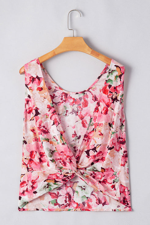 Relaxed Fit Floral Print Sleeveless Scoop Neck Top