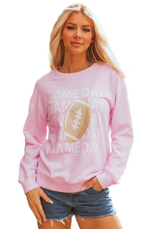 Relaxed Fit Football Graphic Crew Neck Pullover Sweatshirt