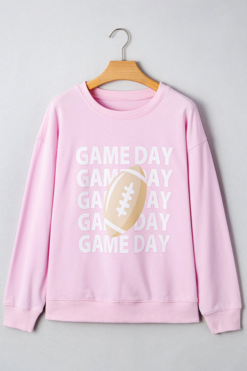 Relaxed Fit Football Graphic Crew Neck Pullover Sweatshirt
