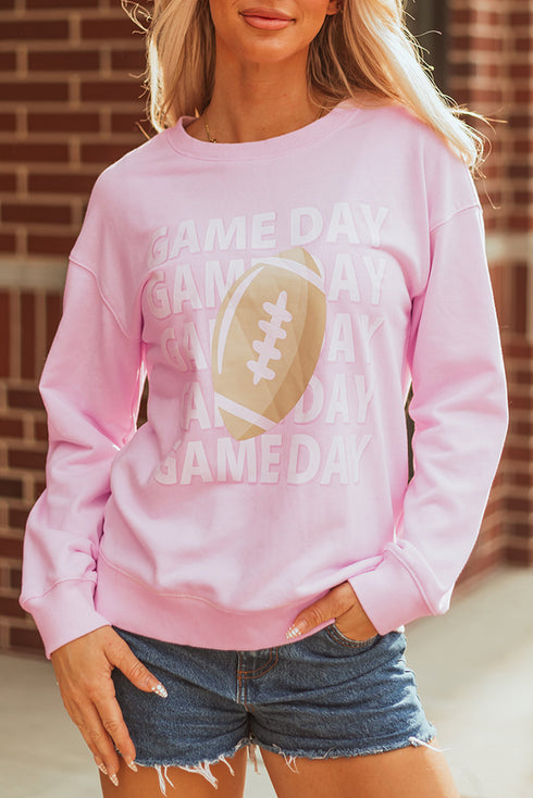 Relaxed Fit Football Graphic Crew Neck Pullover Sweatshirt