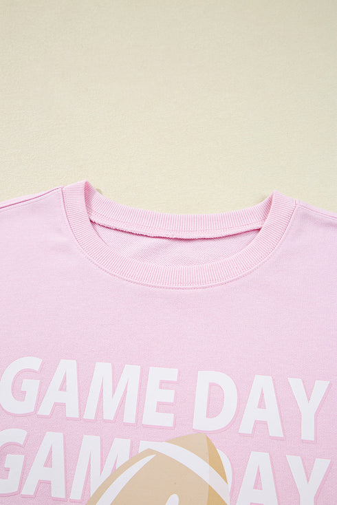 Relaxed Fit Football Graphic Crew Neck Pullover Sweatshirt