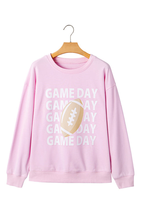 Relaxed Fit Football Graphic Crew Neck Pullover Sweatshirt