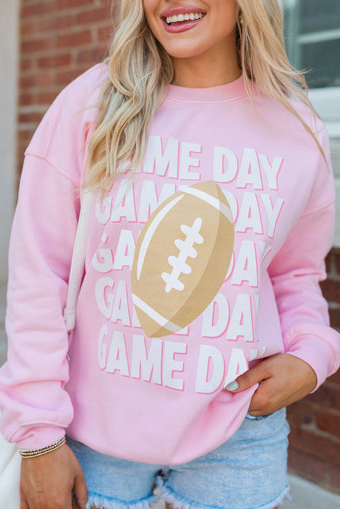 Relaxed Fit Football Graphic Crew Neck Pullover Sweatshirt