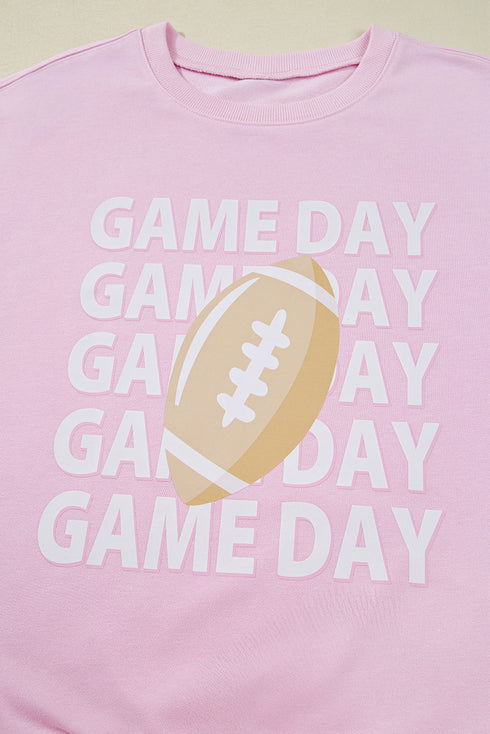 Relaxed Fit Football Graphic Crew Neck Pullover Sweatshirt