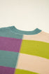 Relaxed Fit Geometric Block Stripe Crew Neck Sweater